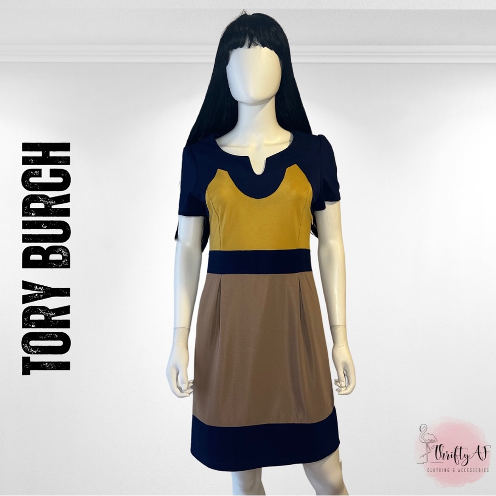 Tory Burch Short Sleeve Color Block Dress